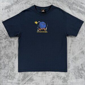 The Hundreds Adam Bomb Men L Shirt Navy Blue Graphic Streetwear Cartoon Bomb VTG
